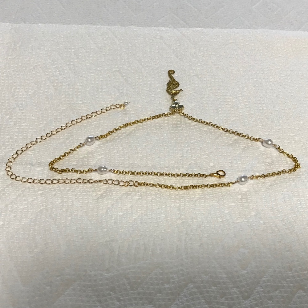 Lucrezia Borgia Gold Seahorse with Pearls Renaissance Necklace, Handmade Replica - Picture 13 of 15